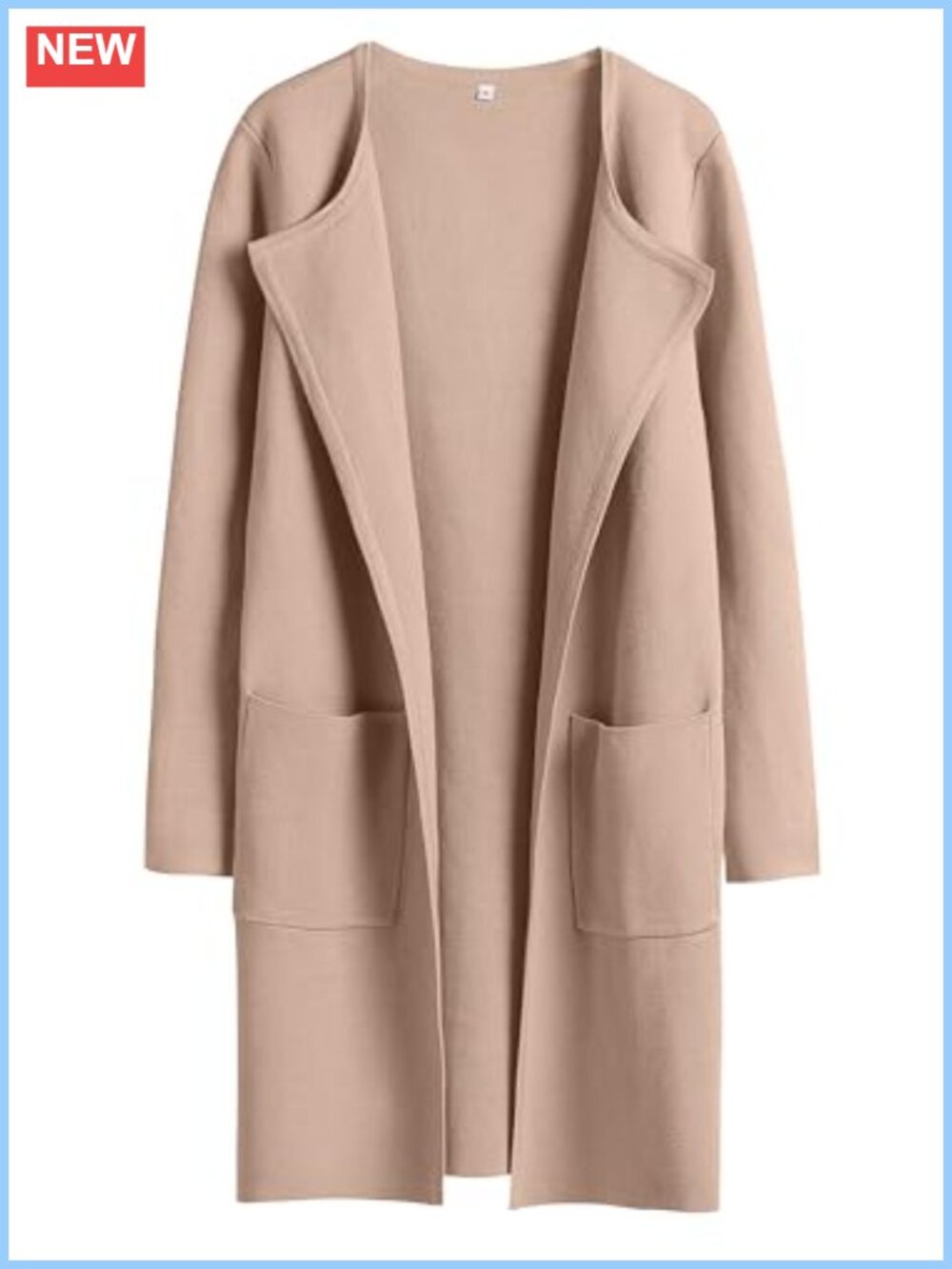 Open Front Knit Cardigan with Pockets, Long Sleeve, Lightweight, Loose Fit,